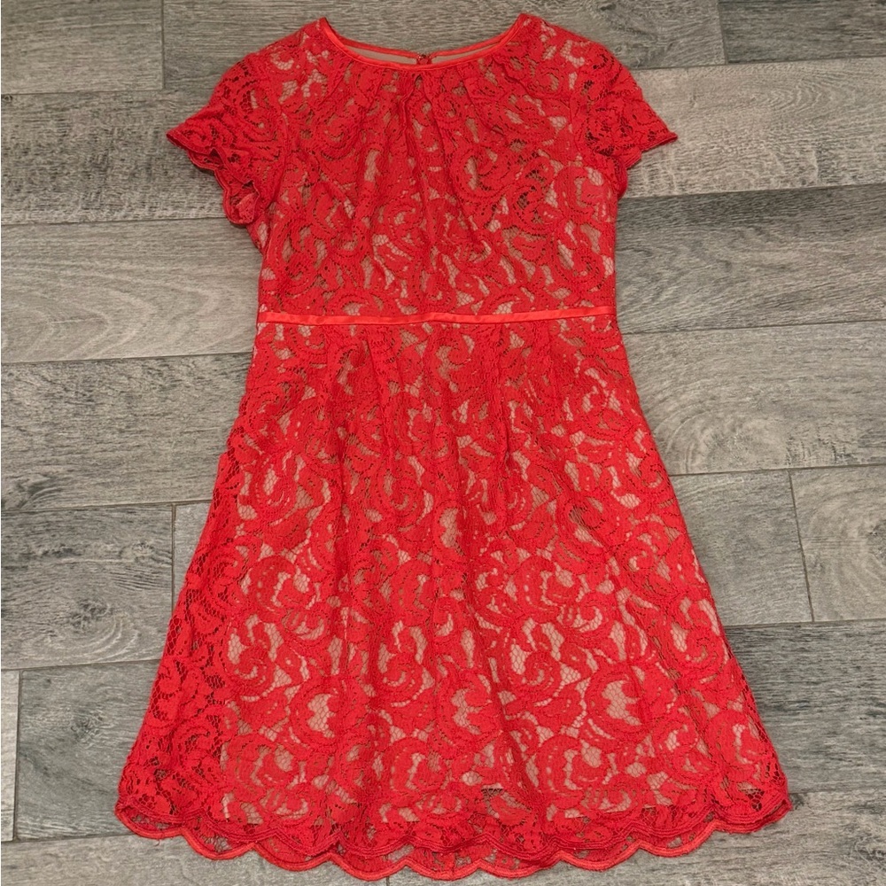 Adrianna Papell Red Lace Dress